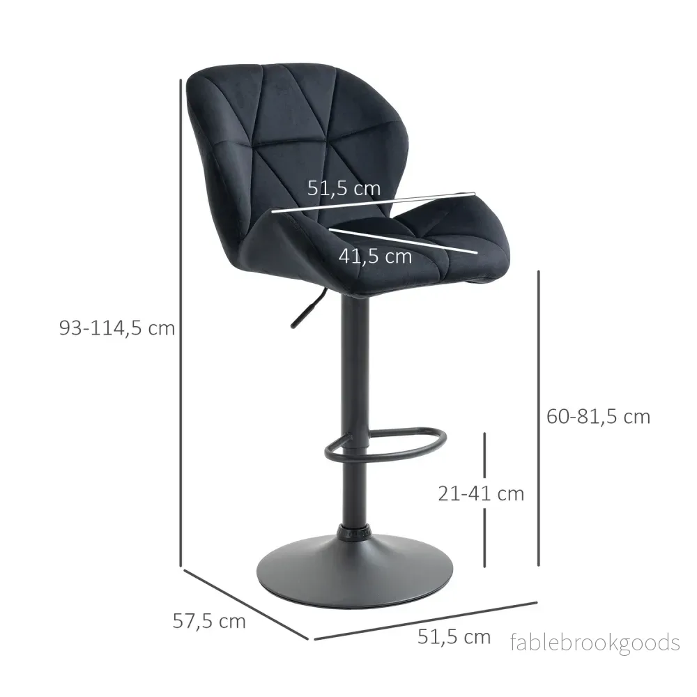 Set med 2 svarta svängbara barstolar, sammet, justerbar höjd - Bild 3