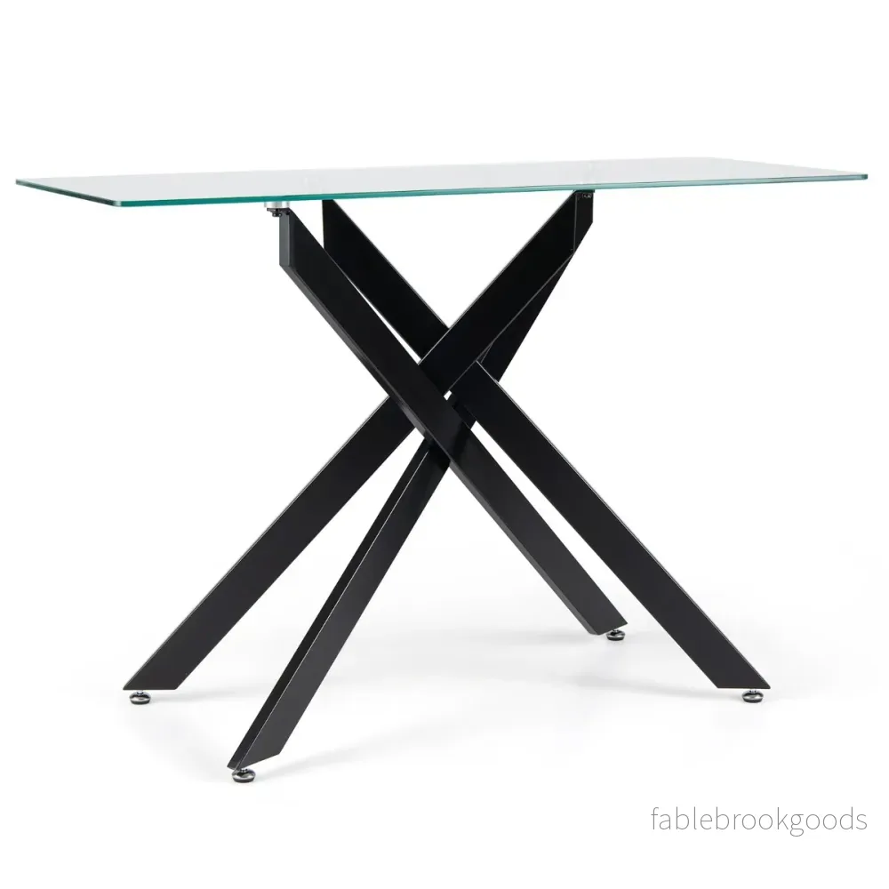 Modern – Glasbord med Klar Härdat och Stabil Metallben Konsolbord – Svart