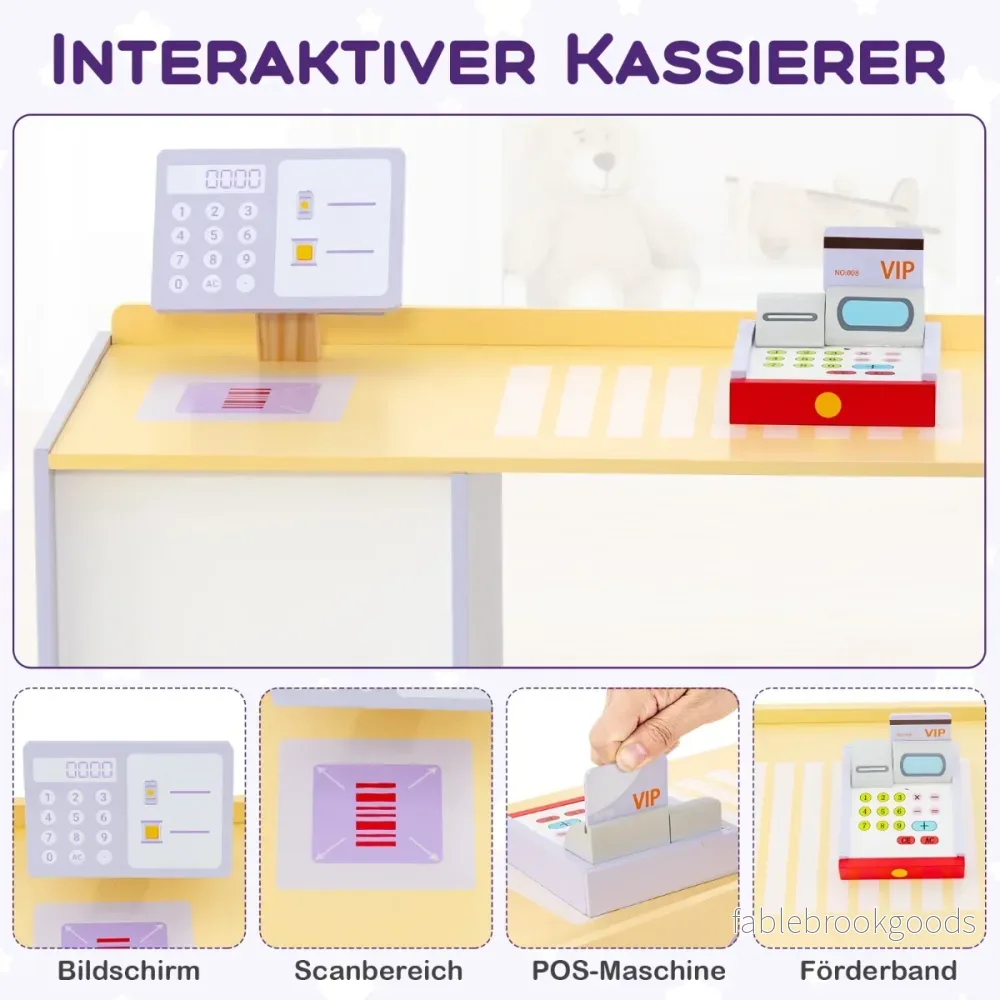 Barnbutik – Livsmedelsbutik i trä med sidodisk – 89 x 57 x 80 cm – Lila