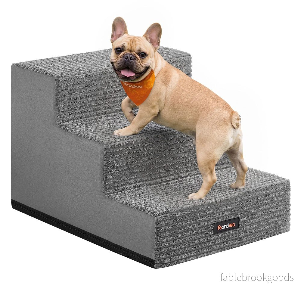Hondentrap – Met Antislip Treden – Voor Kleine Honden – Grijs – 46 x 40 x 33 cm