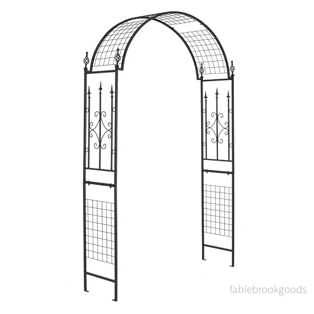 Rose – Arch Metal Garden för klätterväxter Spaljébåge bröllopsfest på bakgården – 143 x 40 x 234 cm – Svart