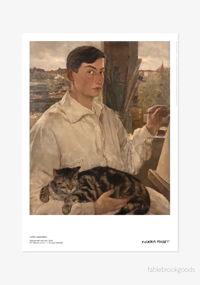Poster: Lotte Laserstein, Självporträtt med katt Poster: Lotte Laserstein, Självporträtt med katt