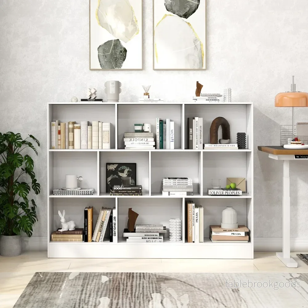 vånings – bokhylla med fack Ståhylla Kubhylla Kontorshylla – 3 10 140 x 24 x 104 cm – Vit - Bild 2