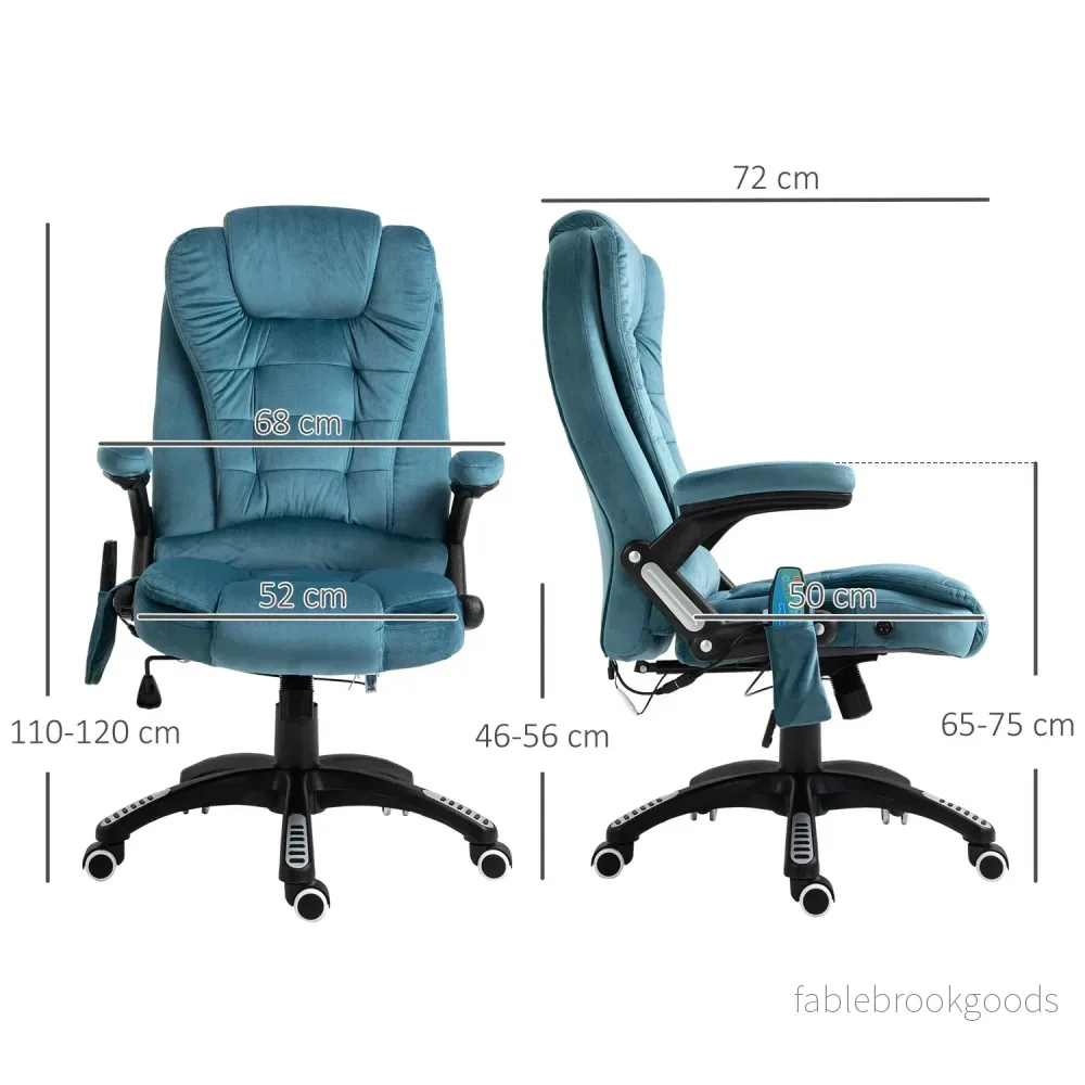 Ergonomisk massagekontorsstol, höjdjusterbar, blå - Bild 3