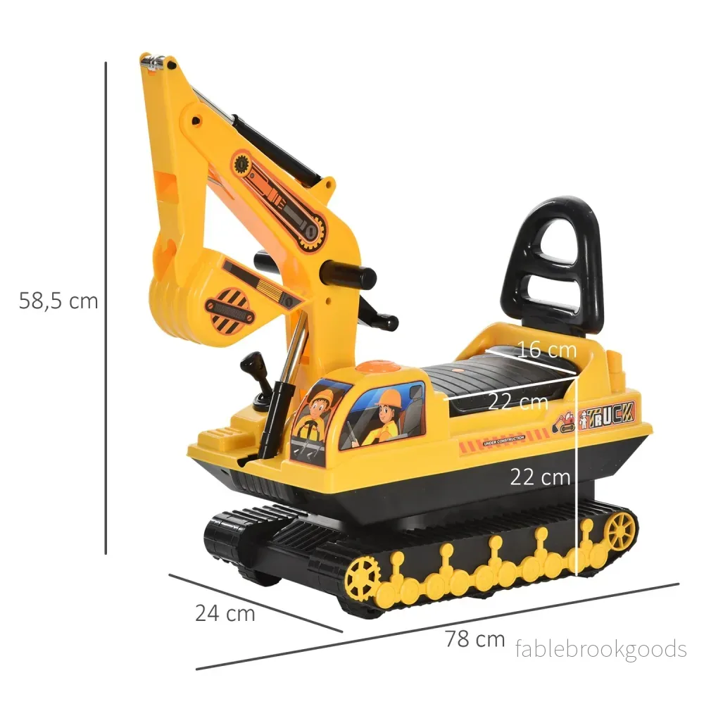 Grävmaskinsleksak för barn – svart och gul, 20 cm - Bild 3