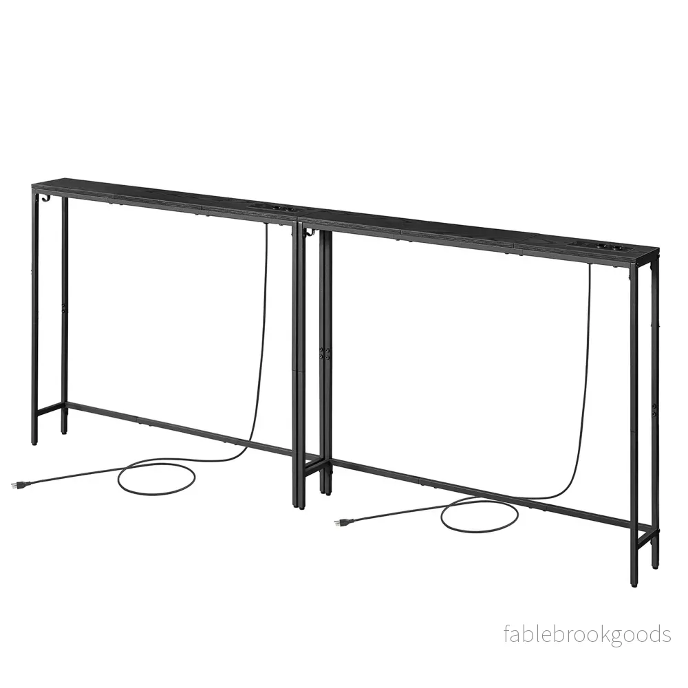 Sidetable – Smal met Stopcontact – Antracietgrijs, inktzwart – 100 x 15 x 80 cm Sidetable – Smal met Stopcontact – Antracietgrijs, inktzwart – 100 x 15 x 80 cm