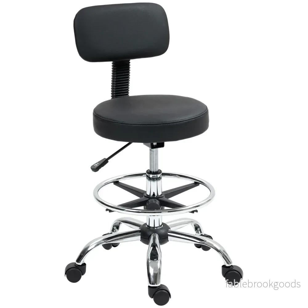 Ergonomisk svart kontorsstol med fotring, justerbar vridbar Ergonomisk svart kontorsstol med fotring, justerbar vridbar