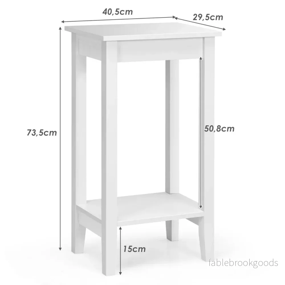 Set – med sidobord hylla vånings högt soffbord massiva träben vita – 2 2 4 – Vit - Bild 2