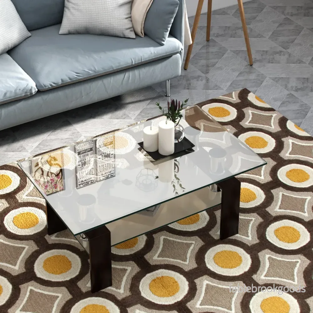 Glasbord – Kaffeebord med nedersta hylla Soffbord – 99,5 x 59,5 x 44,5 cm – Genomskinlig - Bild 3