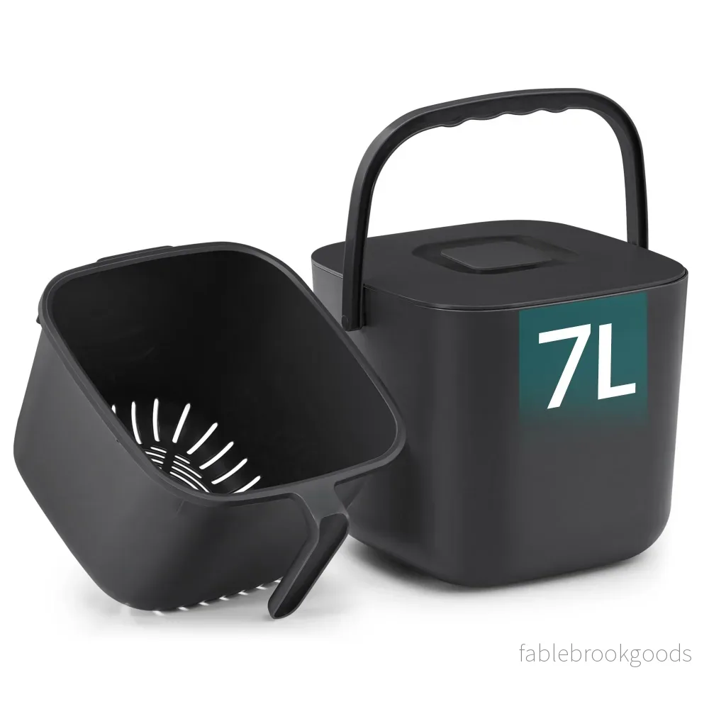 Gft-emmer – Geurdicht met Deksel en Handgreep – Zwart – 23,9 x 22 x 19,5 cm Gft-emmer – Geurdicht met Deksel en Handgreep – Zwart – 23,9 x 22 x 19,5 cm