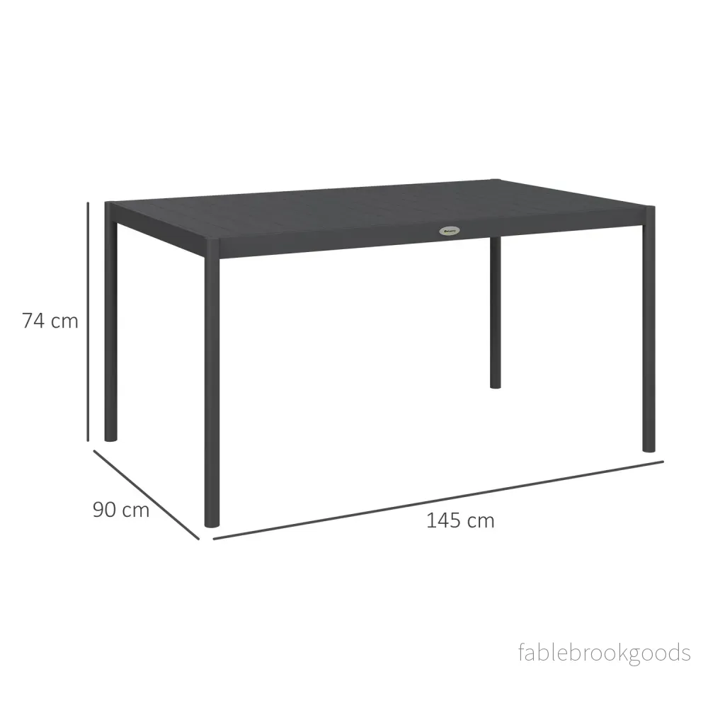 Uteplatsmatbord i aluminium för 6, mörkgrå, 145x90x74 cm - Bild 3