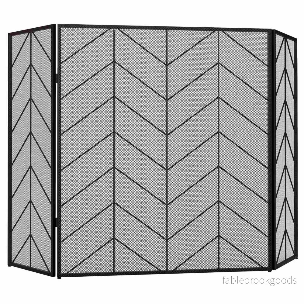 Fällbart eldstadsskydd i stål med 3 paneler, 135 x 85 cm Fällbart eldstadsskydd i stål med 3 paneler, 135 x 85 cm