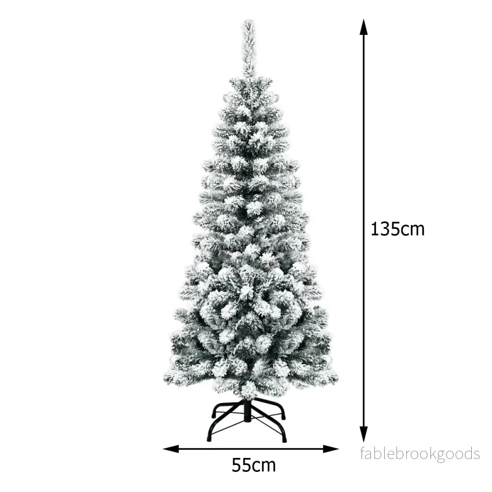 Konstpenna – julgran med snö och LED lampor – 150 135 cm – Grön - Bild 3