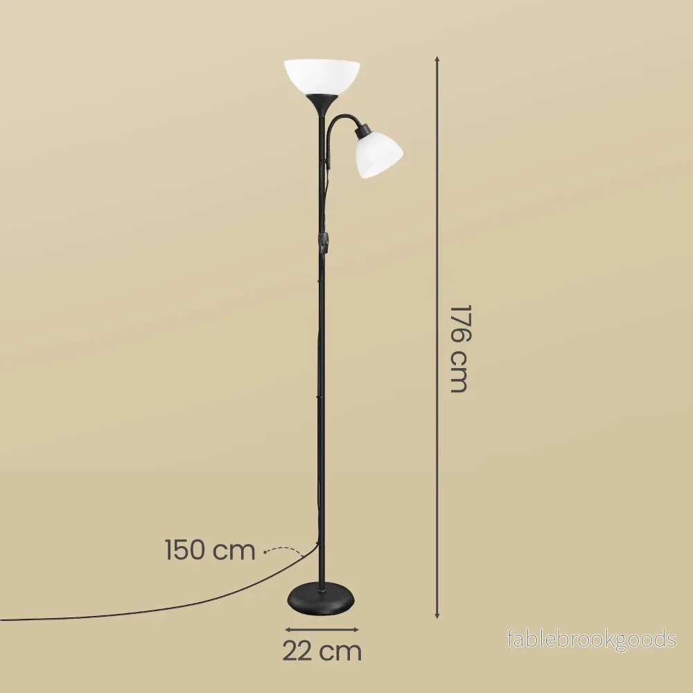 Vloerlamp - Met Verstelbare Leeslamp - 176 cm - Matzwart - Bild 3