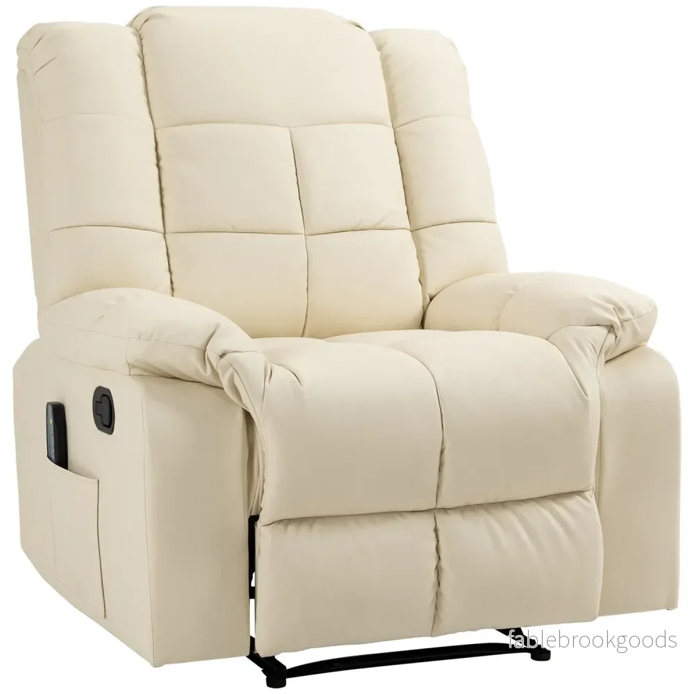 Elektrisk massagestol – konstläder, krämvit, 94x99x99 Cm Elektrisk massagestol – konstläder, krämvit, 94x99x99 Cm