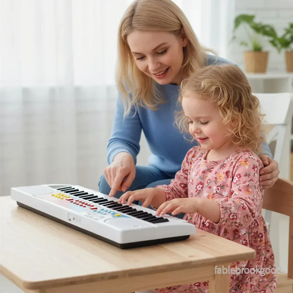 tangenter – barnpiano keyboard med rytmer och ljud Bärbart elektriskt Vitt – 49 8 8 – Vit - Bild 3