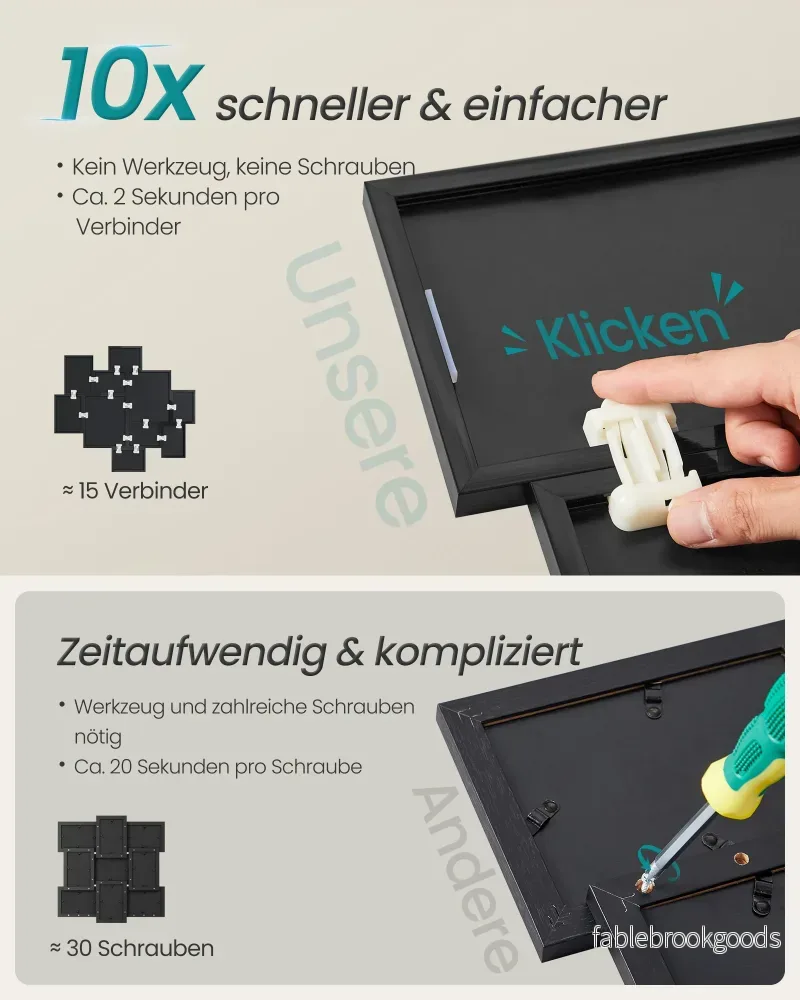 Fotolijsten - Set van 10 - Diverse Maten - PVC - Zwart - Bild 3