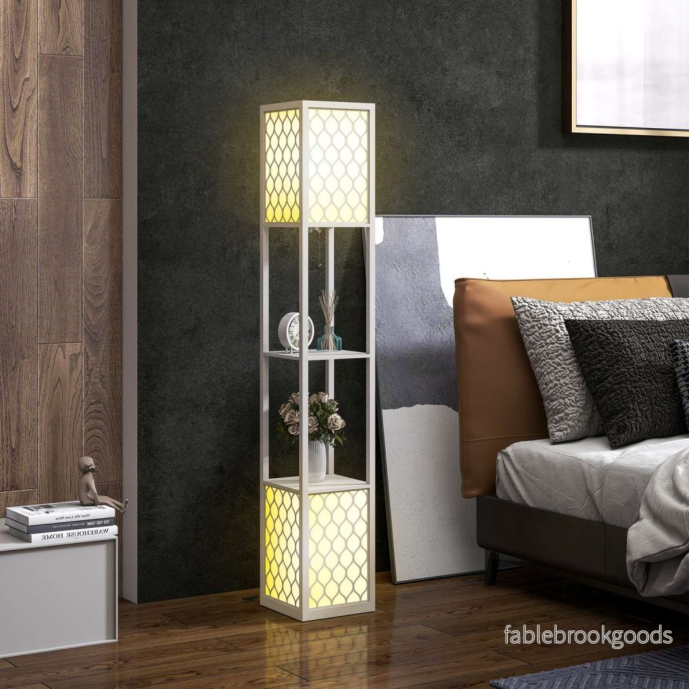 Modern golvlampa med hyllor, dragkedja, svart/vit - Bild 2