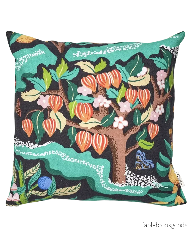 Kuddfodral Botanical Cherry Svart