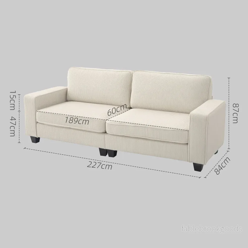 Gräddvit 3-sits soffa med armstöd & ryggkuddar - Bild 3