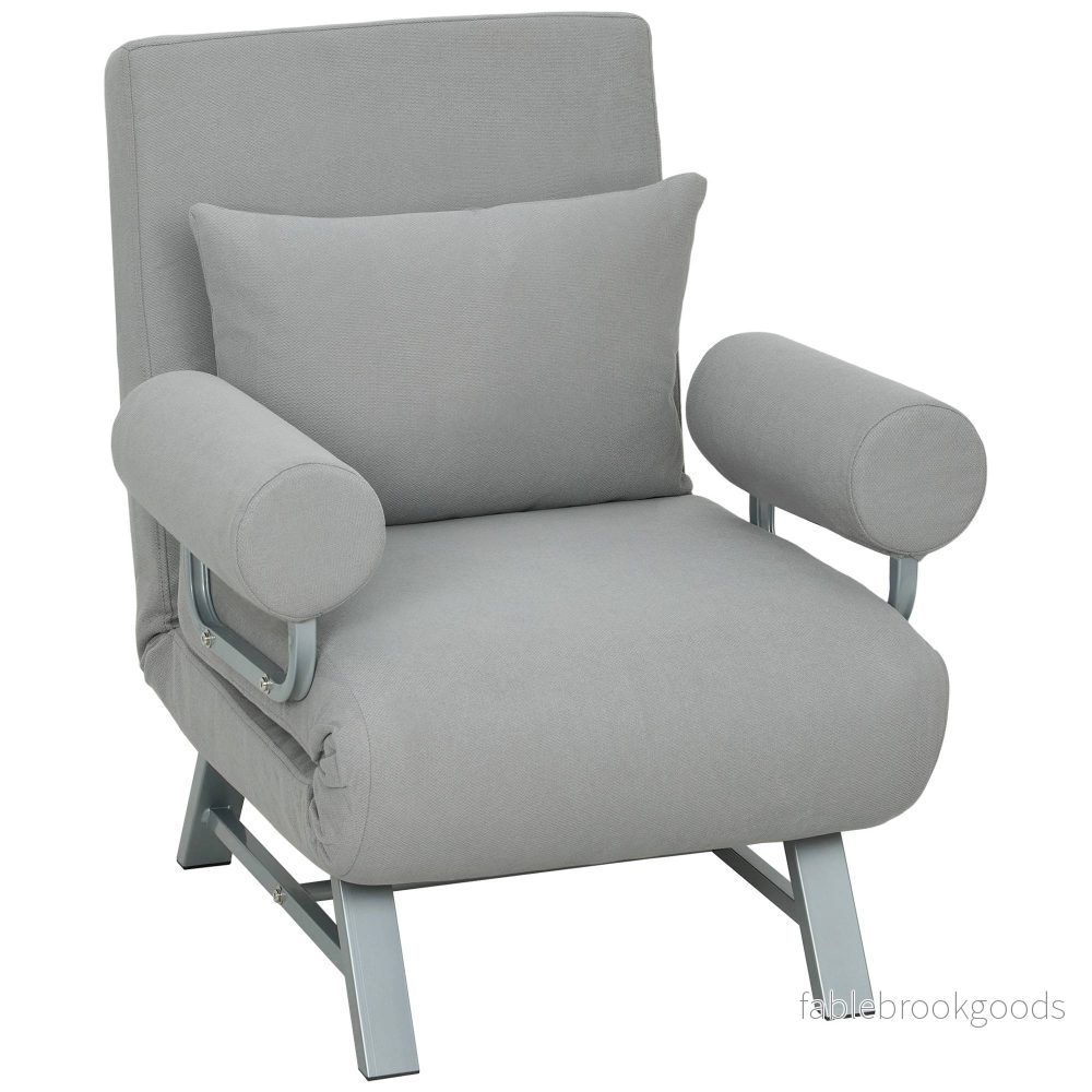 Konvertibel sovfåtölj, ergonomisk, ljusgrått tyg