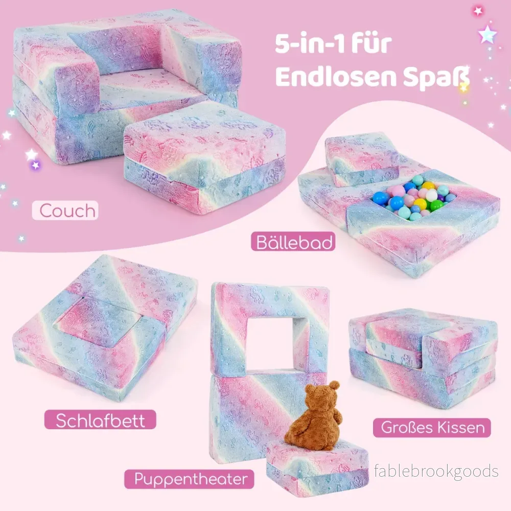 Modulär – barnsoffa glöd i mörkret leksoffa modulsoffa – 71 x 53 x 34,5 cm – Färgglad