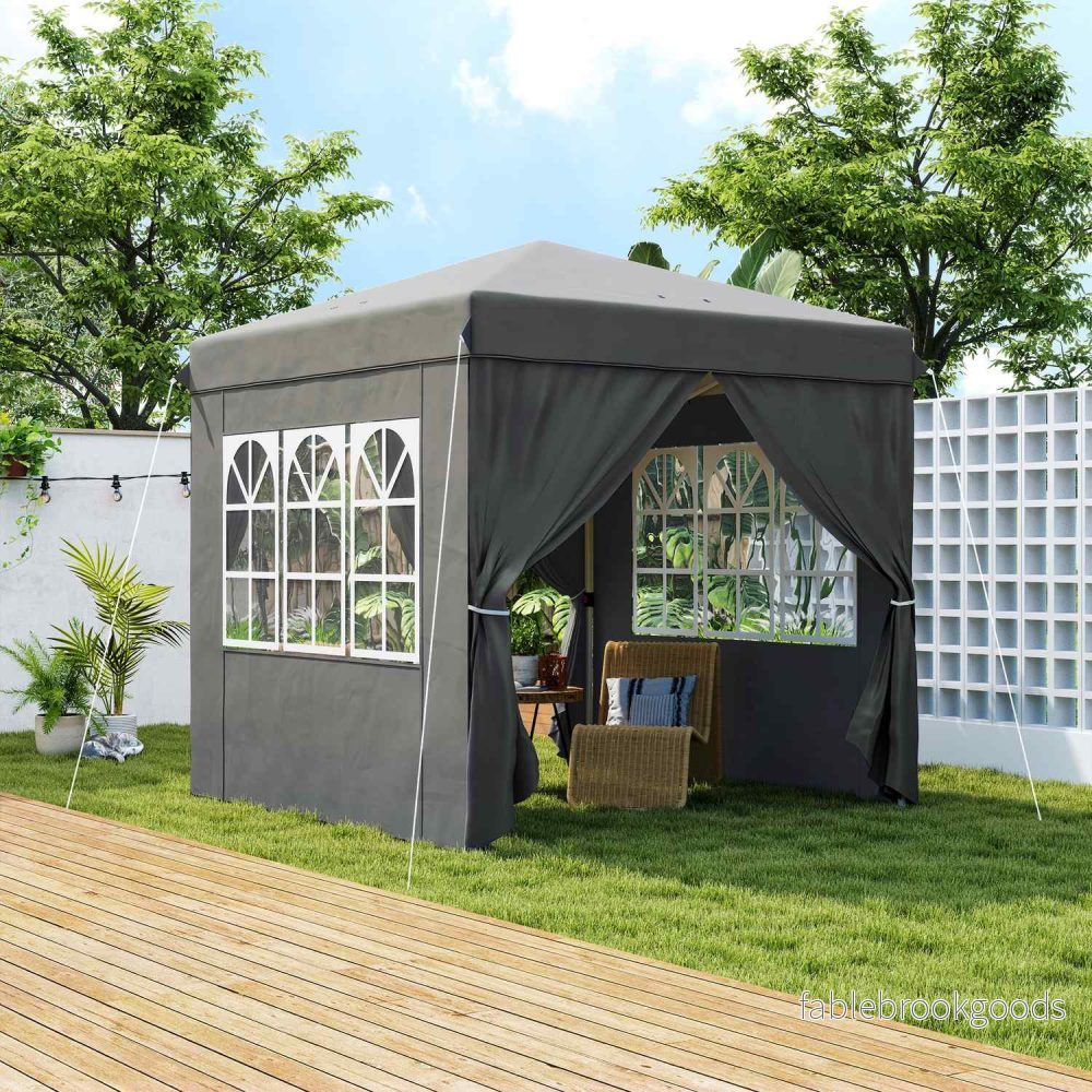 Pop-Up Gazebo 2,5x2,5m, vattenavvisande, UV50+, mörkgrå - Bild 2