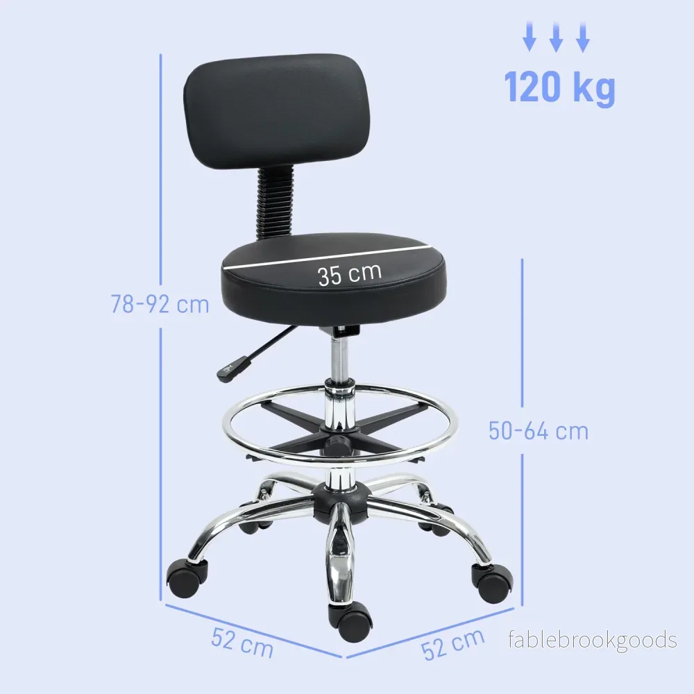 Ergonomisk svart kontorsstol med fotring, justerbar vridbar - Bild 3