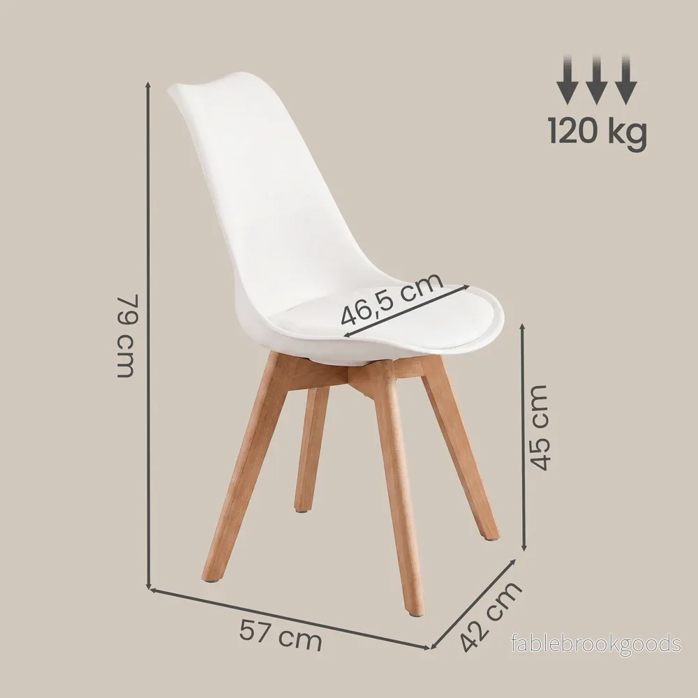 Eetkamerstoel - 2-Delige Set met Massief Houten Poten - Wit, naturel hout - 46,5 x 57 x 79 cm - Bild 3