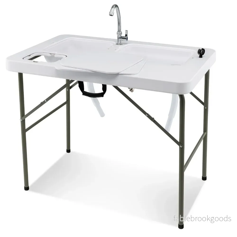 Fiskrengöringsbord – Fällbart filébord – 101,5 x 65,5 x 107,5 cm – Vit - Bild 2