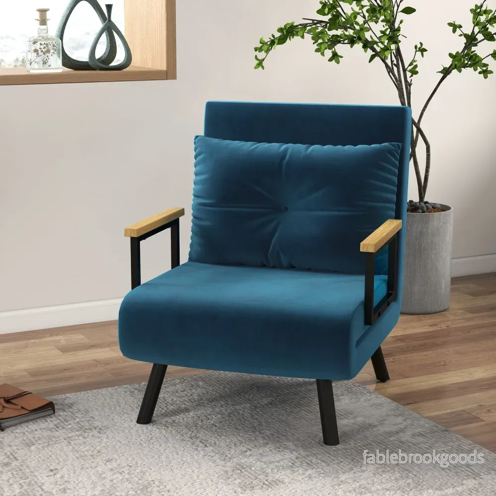 Blue Velvet Bäddsoffa – Justerbart ryggstöd, 63x73x81cm - Bild 2