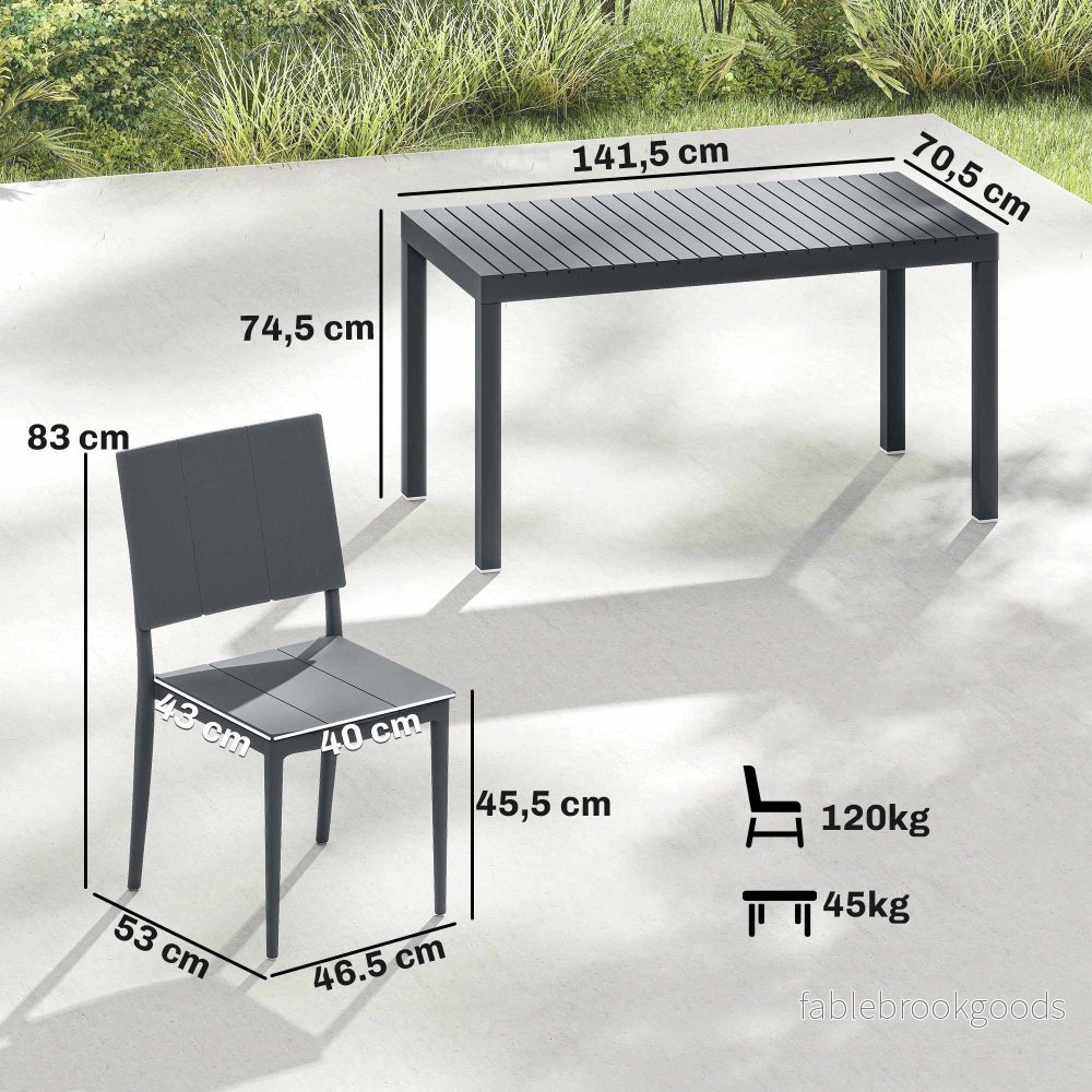5-delat set med stapelbara stolar, mörkgrå - Bild 3