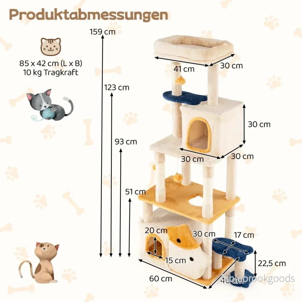 Stor – klösstång med fiskdesign för katter Klättringsträd – Beige - Bild 2