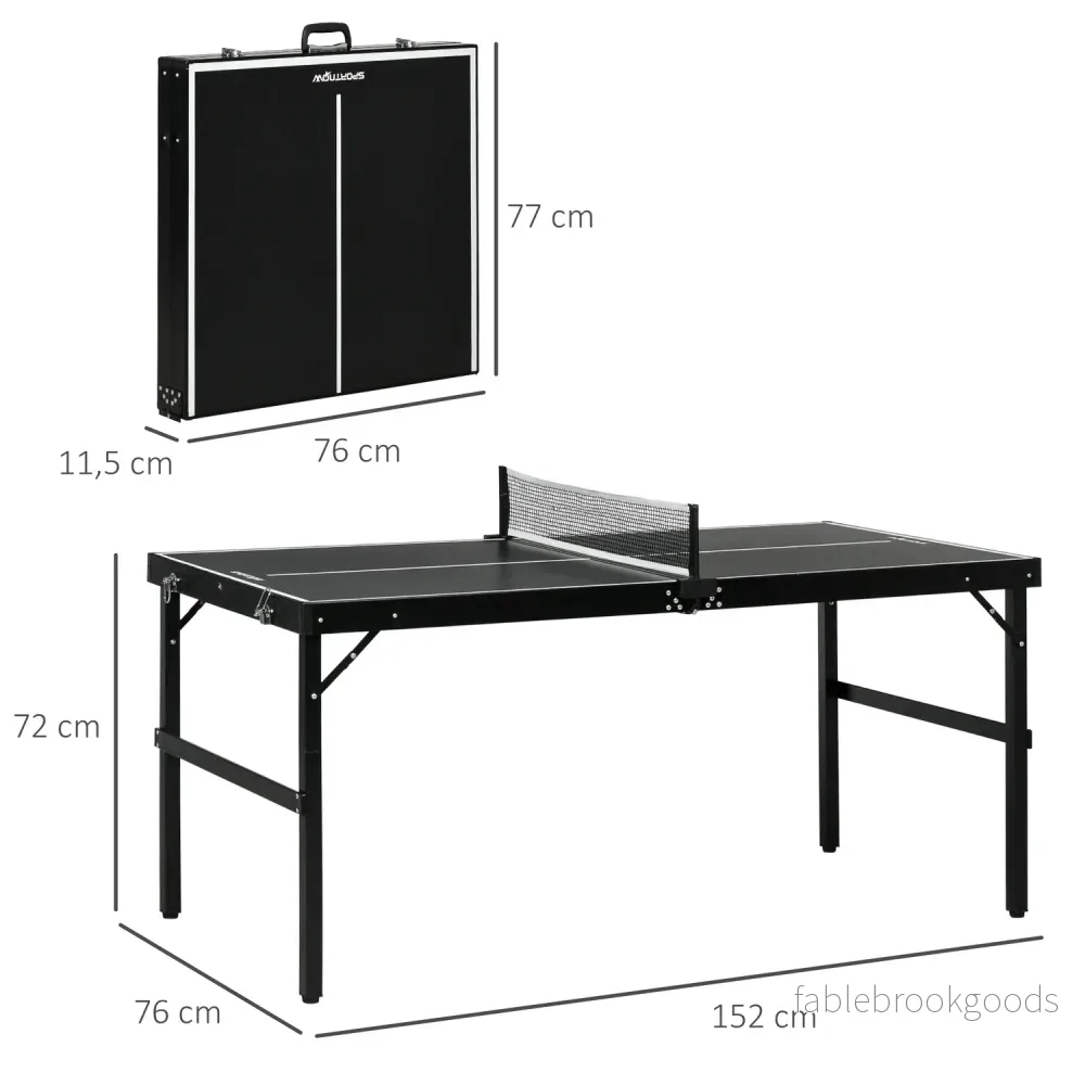 Vikbart minibordtennisset med nät – svart aluminium - Bild 3