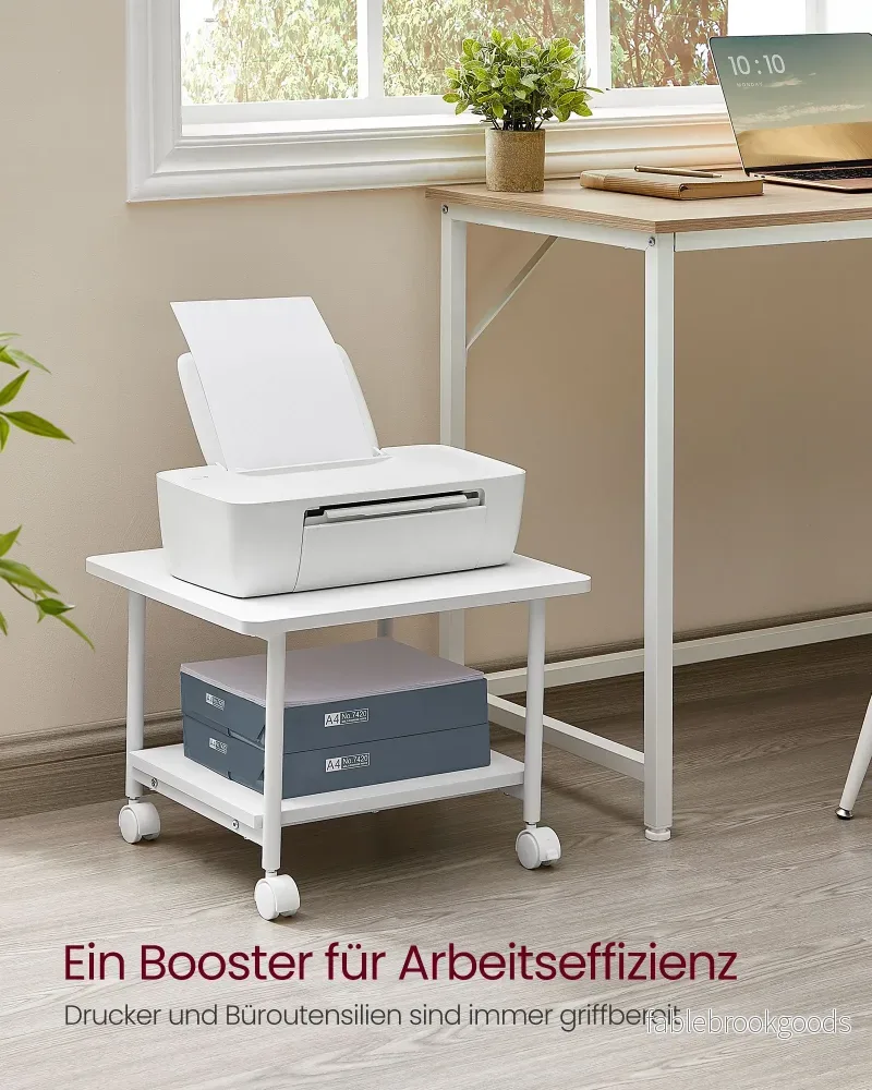 Printertafel - Op Wielen - 2 Niveaus - Wit - Bild 3