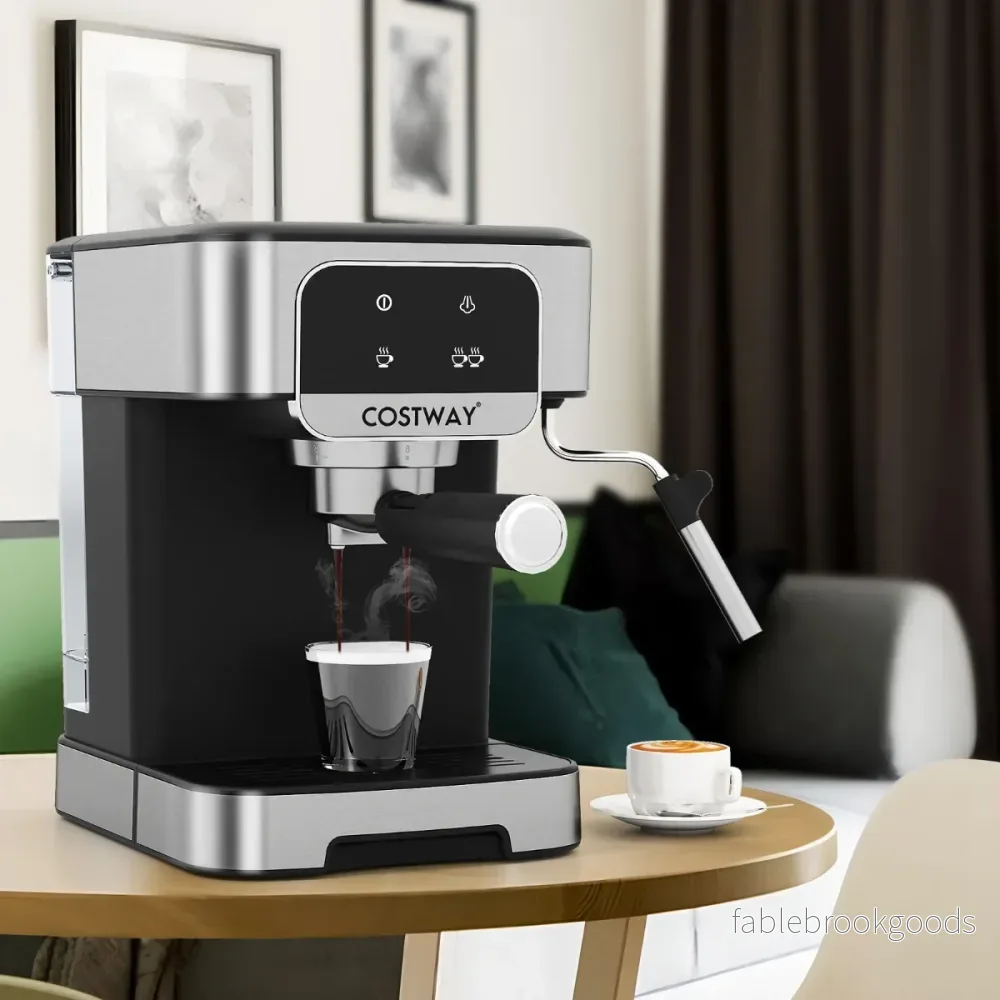 Espressomaskin – Bar W Espressokokare med Ånga Mjölkskummare Avtagbar Vatten Tank – 20 1200 18 L – Svart - Bild 3