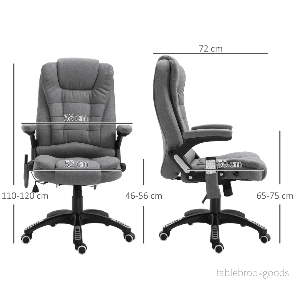 Ergonomisk massagestol, höjdjusterbar, grå, 67x74x116-126 cm - Bild 3