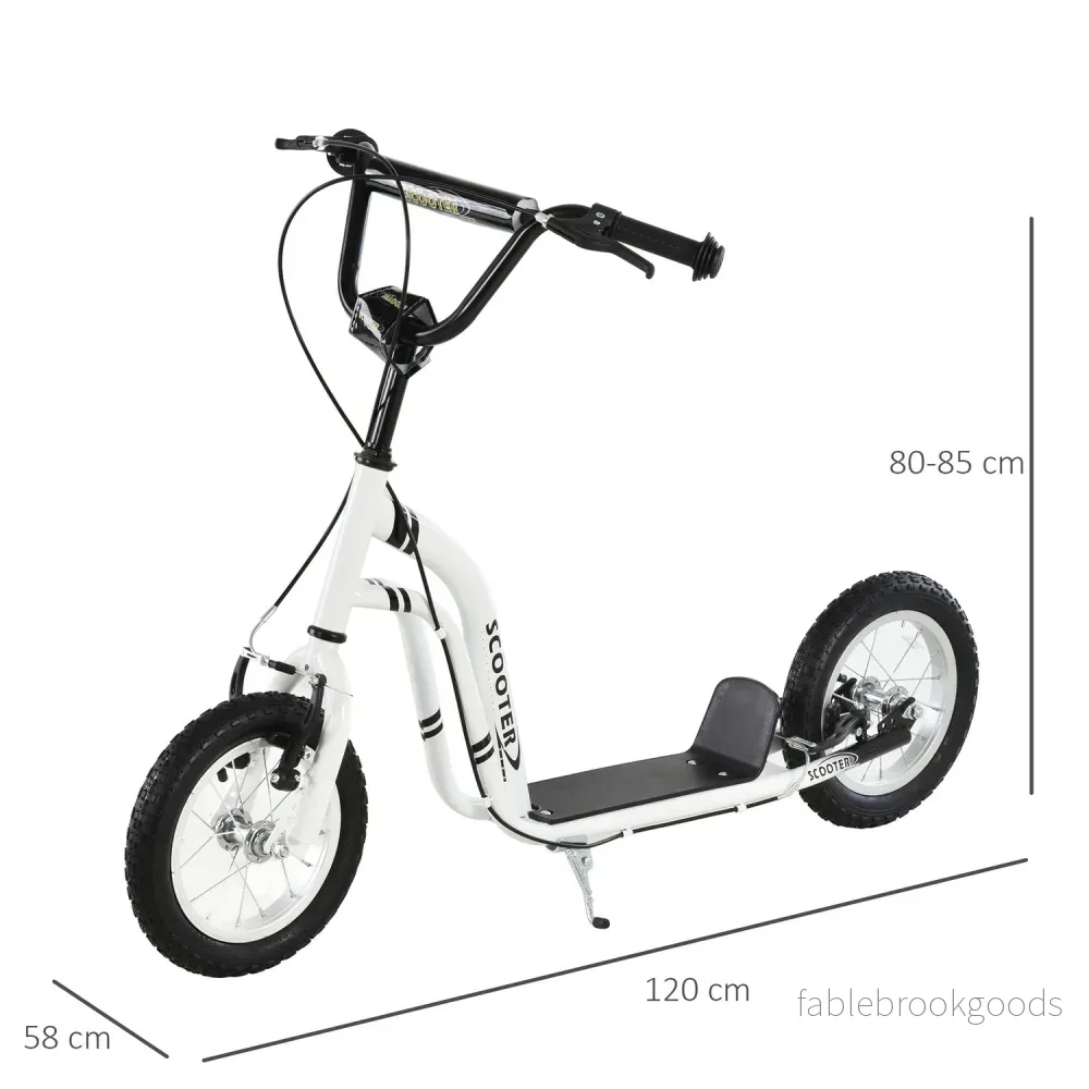 Cityscooter för barn – 12"" luftdäck, aluminium, vit - Bild 2