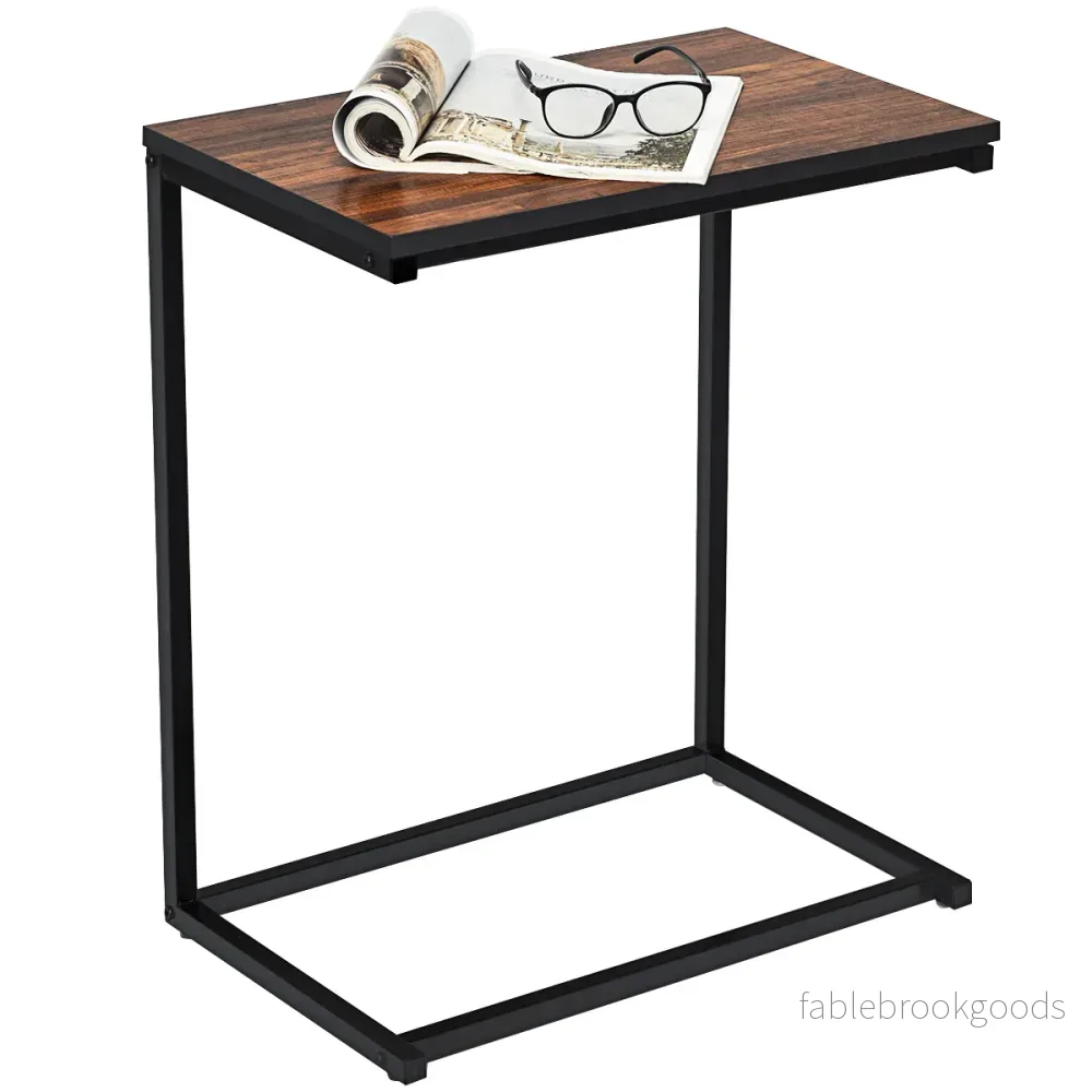 Sidobord – laptop soffa anteckningsbok skötsel metall och trä – 55 x 35 x 65 cm – Brun - Bild 2