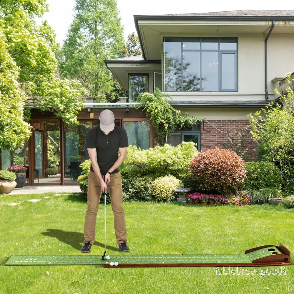 Golfputtmatta – med hål och golfbollar konstgräs Golfmatta Putting Trainer Green – 2 3 – Grön - Bild 2