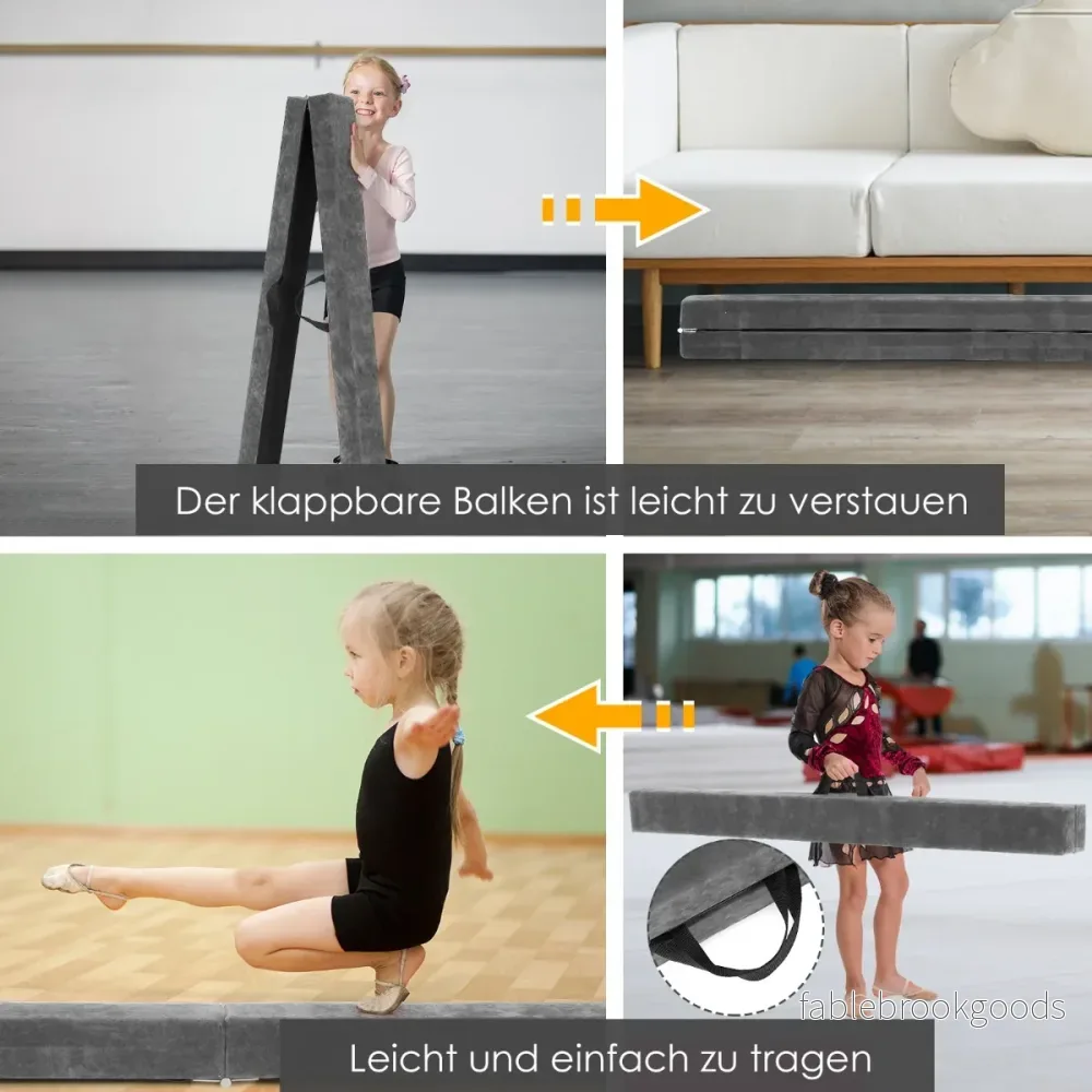 Balansbalk – Gymnastikträning Vikbar Slitstark Fitness – 2,1 m – Grå - Bild 3