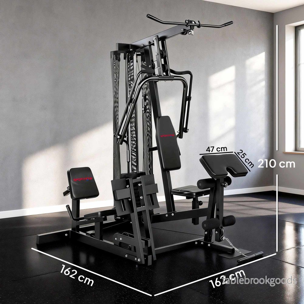Hemmagymstation med benpress, justerbar sits, 65 kg vikter - Bild 3