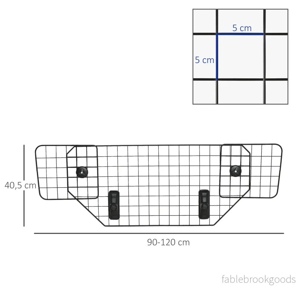 Justerbar hundbarriär för bilkänga, metall, svart, 90-120x40,5 cm - Bild 3