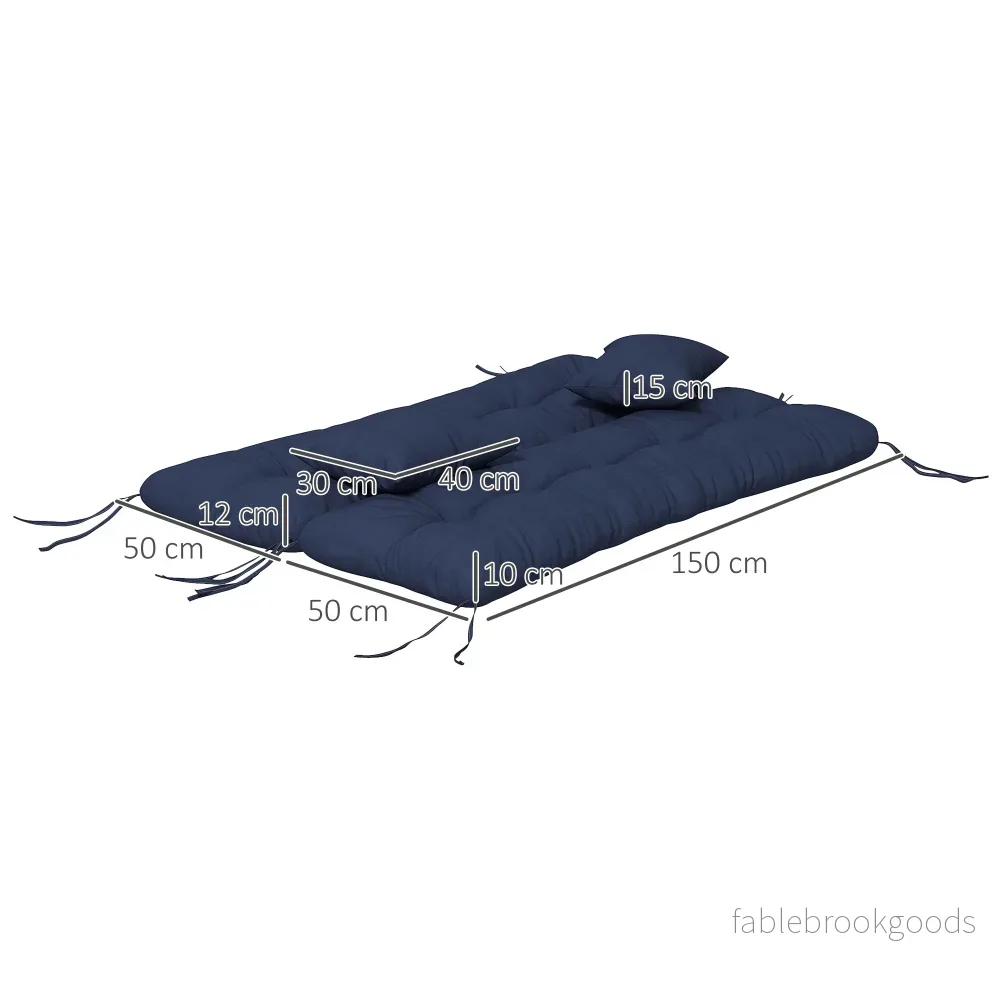 Set med dynor för utomhusstolar, 150x50 cm, vattenavvisande, marinblå - Bild 3