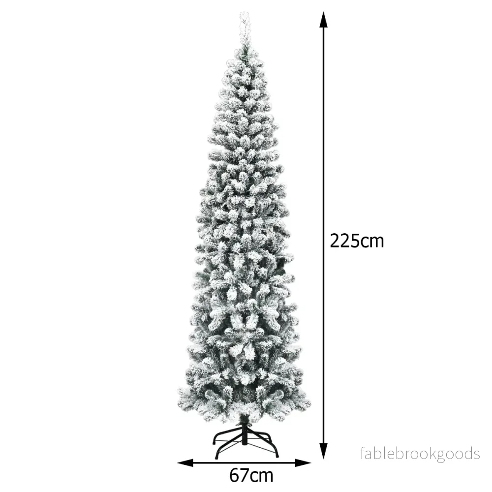 Julgran – med snö och varma vita LED lampor – 225 cm 350 – Grå och vit - Bild 3