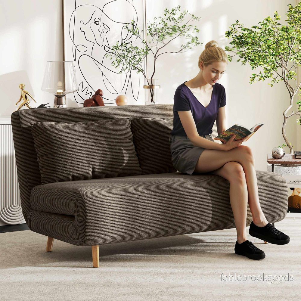 Konvertibel bäddsoffa, justerbart ryggstöd, manchester, 120 kg kapacitet - Bild 2