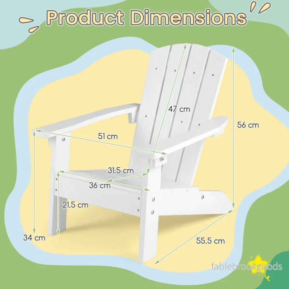 pack – barnadirondackstol i HIPS trädgårdsstol med ergonomisk ryggstöd – 2 – Vit - Bild 2