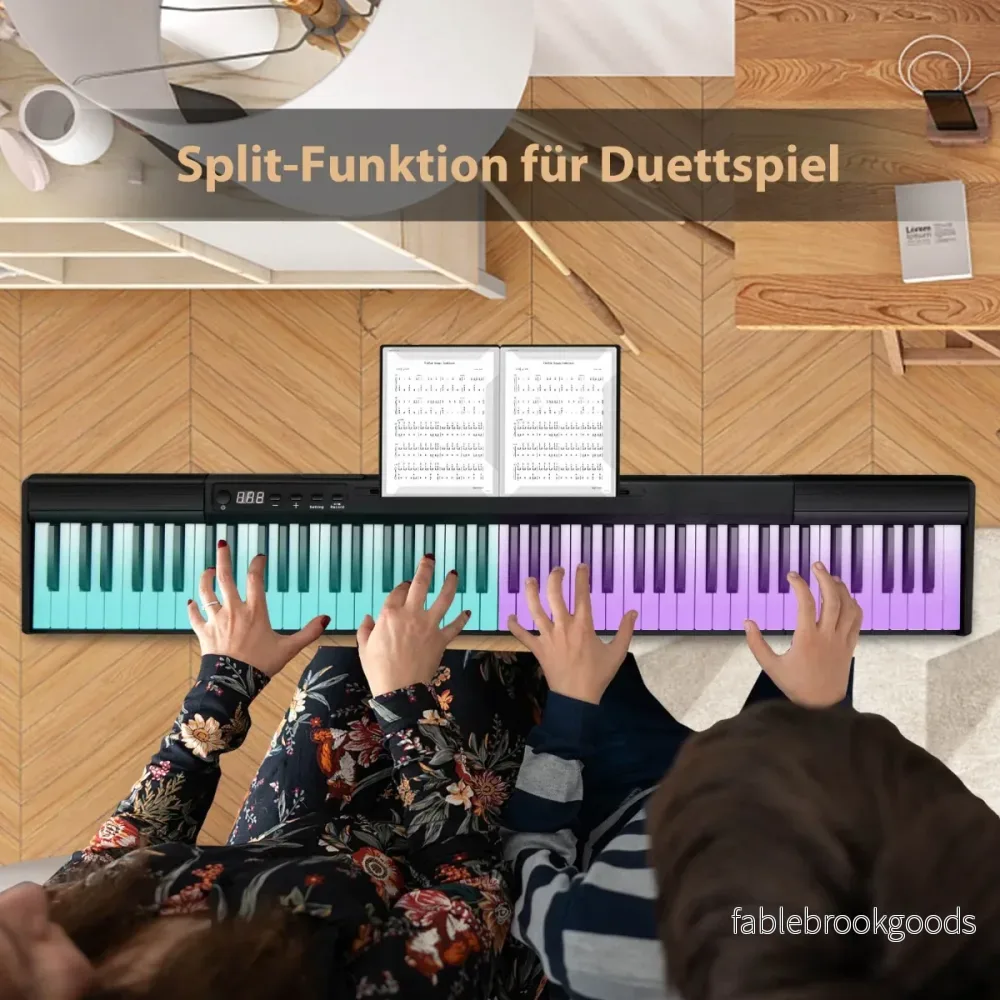 Elektronisk – klaviatur tangentbord Elektriskt piano Digital keyboard Musikinstrumentset – 88 – Svart och vit - Bild 3