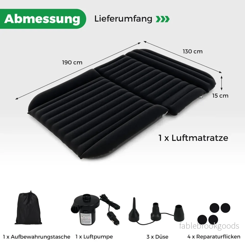 Bilmadrass – SUV luftmadrass dubbelsidig uppblåsbar luftbed med luftpump och bärväska – 190 x 130 cm – Svart - Bild 2