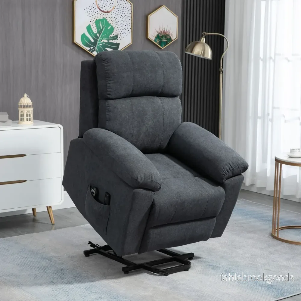 Liggande massagefåtölj med ståhjälp, grå - Bild 2